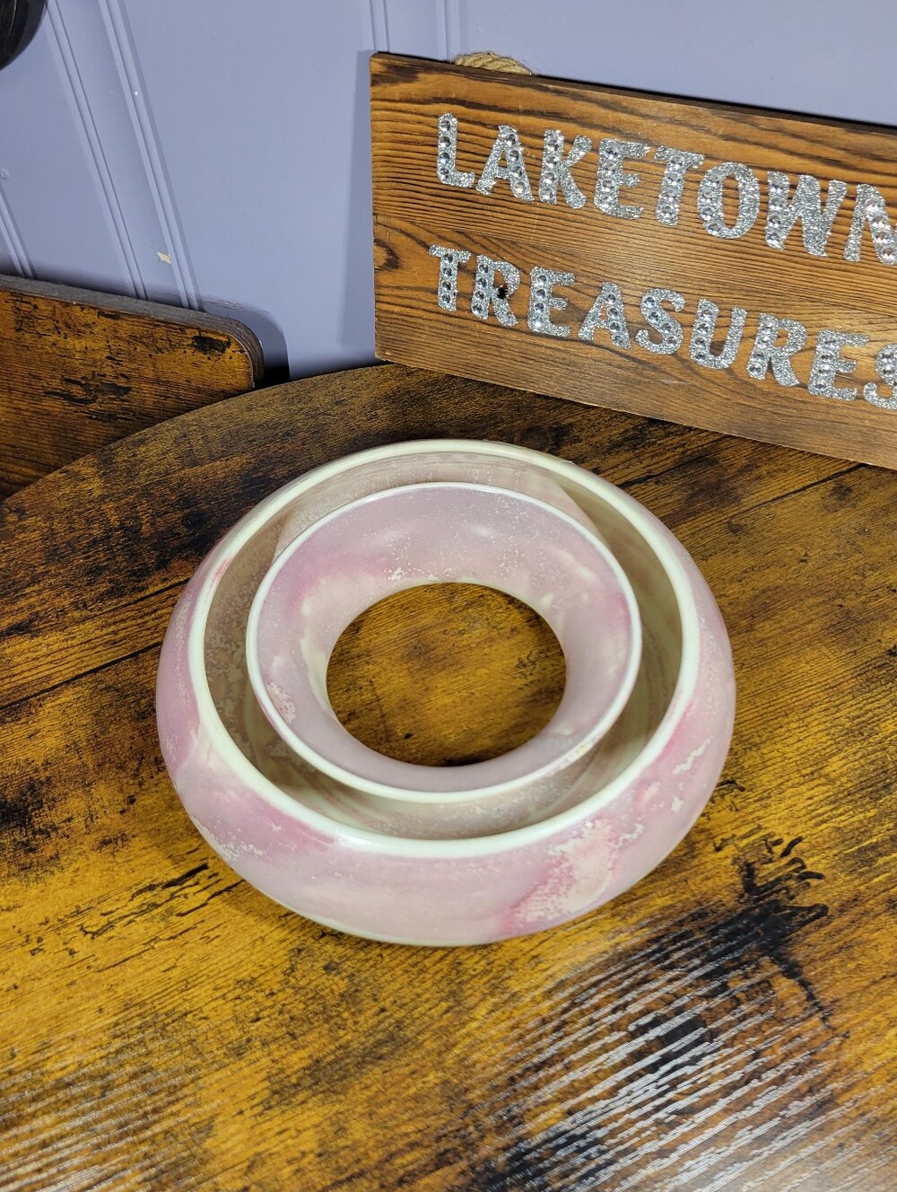 Vintage Artist Signed Glazed studio daisy ring from the late artist Shiffer